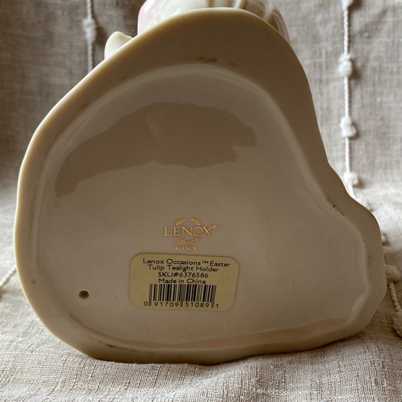 Lenox Tulip Porcelain Easter Bunny Candle Holder gold accents - Picture 2 of 5